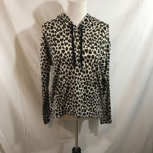 t/o animal print hooded sweater - womens large - a